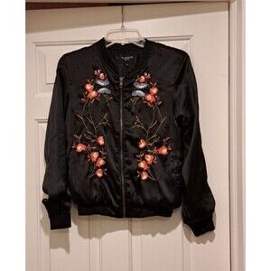 Walter Baker Floral & Butterfly Embroidered Bomber Jacket Size Small